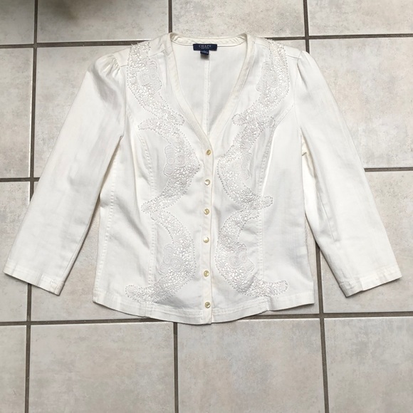white lace denim jacket
